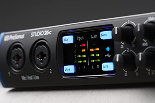 PreSonus Studio 26c 2x4, 192 kHz, USB Audio Interface with Studio One Artist and Ableton Live Lite DAW Recording Software PreSonus Studio 26c 2x4, 192 kHz, USB Audio Interface with Studio One Artist and Ableton Live Lite DAW Recording Software